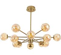 Chandelier, Chandelier Ceiling Light Hanging Pendant Lighting Fixture Glass Light with 8 12 16-Light Modern Chandelier Compatible with Living Room Bedroom-Copper-Colored-Copper Colored Glass-12