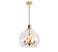 Chandelier Chandelier, Gold Pendant Light Clear Glass Pendant Lamp Multi-Head G9 Light Source, Adjustable Hanging Satin Metal Lighting Fixture for Kitchen Island, Over Sink and Bathroom