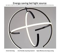 Chandelier Contemporary Acrylic Hanging Light for Dining Kitchen Bedroom Livingroom, LED Chandelier 3 Rings,Globe Dimmable Pendant Light Fixtures-Black 35x35cm(14x14inch)