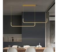 Chandelier Contemporary Dimmable Pendant Light for Dining Table, LED Linear Chandelier for Kitchen Island,Acrylic Ceiling Hanging Lamp Livingroom Office-Gold 2 Light 150cm/59inch