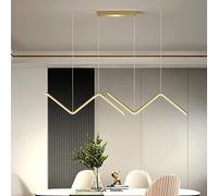 Chandelier Dimmable LED Pendant Light for Dining Table,Contemporary Hanging Light Fixture for Kitchen Island Office,Linear Wave LED Chandelier with Remote-Black x20cm(35x8inch)