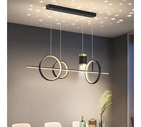 Chandelier Dimmable LED Pendant Light with Star Project Lamp Adjustable Linear Hanging Light for Kitchen Island Black 100x120cm (39x47inch)