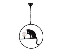 Chandelier, Droplight Round Wrought Iron Chandelier Personality Cat Shape Black Pendant Lamp LED Minimalist Style Hanging Lamp Living Room Dining Bar Bar Ceiling Light Chandelie