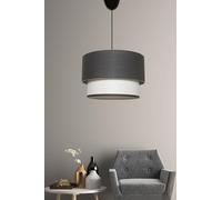 Chandelier escandinavo, antracita y blanco, 30 cm de diámetro, 65 cm de altura, cuerpo de plástico, tapa de tela, casquillo E27 (máx. 40 W), iluminación moderna para decoración del hogar