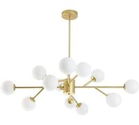Chandelier Frosted Glass Pendant G9 Chandeliers Ceiling Fixtures Black and Gold for Living Room,Kitchen,Bedroom,Dining Room Home Decor Lamp, 18 Head Light Fixture(Gold,12