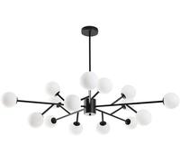 Chandelier Frosted Glass Pendant G9 Chandeliers Ceiling Fixtures Black and Gold for Living Room,Kitchen,Bedroom,Dining Room Home Decor Lamp, 18 Head Light Fixture(Onecolo