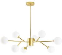 Chandelier Frosted Glass Pendant G9 Chandeliers Ceiling Fixtures Black and Gold for Living Room,Kitchen,Bedroom,Dining Room Home Decor Lamp, 18 Head Light Fixture(Gold,9