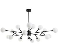 Chandelier Frosted Glass Pendant G9 Chandeliers Ceiling Fixtures Black and Gold for Living Room,Kitchen,Bedroom,Dining Room Home Decor Lamp, 18 Head Light Fixture(Onecolo