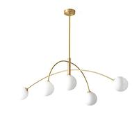 Chandelier Glass Globe Sputnik Chandelier with 5 Lights Nordic Style Pendant Light for Kitchen Island and Dining Room Mid Century Hanging Ceiling Light Fixture Gold Finish (35x12inch)