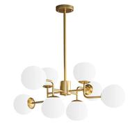 Chandelier Globe Lighting Mid Century Pendant Lamp Linear Hanging Light Fixtures with Glass Shade for Bedroom Living Kitchen