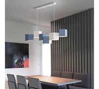 Chandelier LED Hanging Light Fixture for Dining Room Office Livingroom, Cube Dimmable LED Pendant Light 6 Lights,Contemporary Geometric Chandelier-Blue White 80x42x70cm(31x17x28inch)