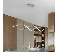 Chandelier LED Pendant Lighting for Dining Room & Kitchen Island,Contemporary Chrome LED Chandelier,Minimalist Ceiling Light Fixture Hanging Light-Silver Warm Light x15cm(43x6inch)