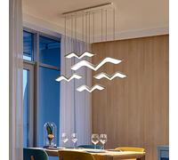 Chandelier Lighting Metal Linear Pendant Lights Adjustable Hanging Height Ceiling Light with Acrylic Shade for Dining Living Room Bar Suspension