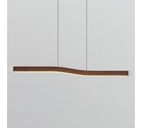 Chandelier Linear Pendant Light Dimmable LED Chandelier Wave Hanging Lamp with Remote Control, Wood Grain Finish for Dining Room Kitchen Island Lighting Fixture