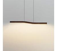 Chandelier Linear Pendant Light Dimmable LED Chandelier Wave Hanging Lamp with Remote Control, Wood Grain Finish for Dining Room Kitchen Island Lighting Fixture