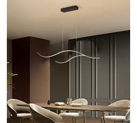 Chandelier Minimalist LED Wave Chandelier Light Fixture for Kitchen Island Living Room Dimmable Pendant Light for Dining Room Black 100x18cm
