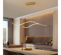Chandelier Minimalist Wave Chandelier Light Fixture,Led Hanging Light Fixture for Kitchen Island Living Room, Dimmable LED Pendant Light for Dining Room-1 Light Gold 100x18cm(39x7inch)