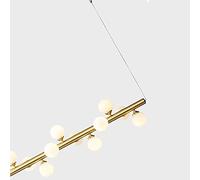 Chandelier Nordic Brass Magic Bean Pendant Light for Dining Room Island Linear Chandelier with Globe Glass 13 Lights in Gold Finish 100x25cm