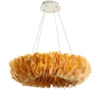 Chandelier Nordic Chandelier,Warm Romantic Living Dining Room Bedroom,Feather Round Lampshade Ceiling Light-Grey 80cm Pendant Light Home Decor Lamp(Orange,50m)