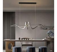 Chandelier Pendant Light Fixtures, Kitchen Island LED Linear Chandelier Dining Table Lamp Dimmable Height Adjustable Ceiling Hanging Fixture with Remote Control Spiral