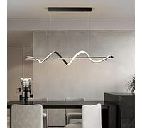 Chandelier Pendant Light Fixtures, Kitchen Island LED Linear Chandelier Dining Table Lamp Dimmable Height Adjustable Ceiling Hanging Fixture with Remote Control Spiral