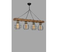 Chandelier rústico industrial, cuerpo de madera, acabado vintage, 85 cm de largo, 70 cm de altura, ajustable, casquillo E27, máx. 40 W, perfecto para casas de campo