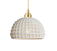Chandelier Wall Light, Creative Semi-Circular Ceramic Pendant Light, Screw Single-Head Chandelier, Flush Mount Ceiling Lights Fixtures, Bedroom Restaurant Bar Decorat Hanging Lamp(White)