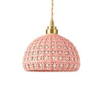 Chandelier Wall Light, Creative Semi-Circular Ceramic Pendant Light, Screw Single-Head Chandelier, Flush Mount Ceiling Lights Fixtures, Bedroom Restaurant Bar Decorat Hanging Lamp(Pink)