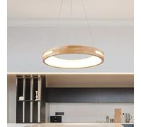 Chandelier Wood LED Ring Chandelier,Japanese Style Pendant Light 1light,Contemporary Circular Dimmable Ceiling Light for Kitchen Island Living Dining Room-B 50x50x6cm(20x20x2inch)