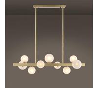 Chandeliers, 9 Lights Glass Linear Chandelier Mid Century Ceiling Lamp Fixtures 9-Light Brushed Brass Hanging Light for Bedroom Living Room Dining Kitchen
