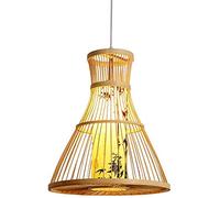 Chandeliers Ceiling Light Chandelier, Chandelier Japanese-Style Creative Bamboo Wooden Art Handmade Skirt Shape Small Lantern Birdcage Ambient Hanging Light 15.7 Inch for Living Room Bedroom CAF
