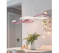 Chandeliers Dining Room Table Lamp Dimmable LED Pendant Lamp Curve Kitchen Lamp Hanging Lamp Acrylic Metal Ceiling Light Study Living Room Lights Incl. Remote Control (Pink)