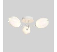 Chandeliers for Entryway White Flower Fmount Ceiling Nordic Mid Century Close to Fixtures Large Bedroom Light Indoor Multifunction Decoration Light(White3 Lights Bend)