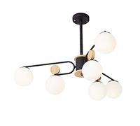 Chandeliers, Industry Sputnik Chandelier,6 Ceiling Fixture with Clear Glass Globe for Living Dining Room,Kitchen,Bedroom/Black/8S Light Fixture(6S)