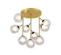 Chandeliers, Industry Sputnik Chandelier,Seflush Ceiling Glass Shade Adjusable Hanging Chandeliering Fixture for Island Dining Room Kitchen Home/Black/9 Light Fixture(Golden.)