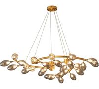 Chandeliers, Molecular Chandelier G4, with Smoky Gray Lampshade Ceiling Light Linear Hanging Pendant Compatible Living Dining Room Bedroom Bar