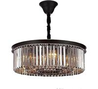 Chandeliers Smoke Grey Crystal Chandelier Compatible with Foyer Dining Room, Crystal Pendant Light, V-intage Ceiling Lighting Fixture Compatible with Kitchen Island, Living Room