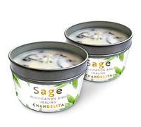 Chandelita Velas Aromáticas Grandes de Salvia Pura con Cera de Soja para Bendición y Energia de la Casa - Velas Decorativas - Velas Aromaticas Perfumadas - Candles - Para la Relajación y Meditación.