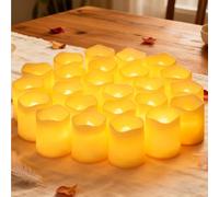 ChaneeHann 24 Velas LED de Té Sin Llama, Velas Votivas Eléctricas Realistas con Pilas, Velas LED Pequeñas, Para Bodas, Festividades, Fiestas, Halloween y Decoración Navideña (Blanco Cálido)
