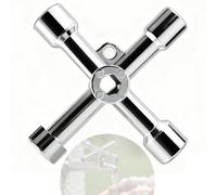 ChaneeHann Llave Triangular Multifunción 6-en-1 con Llave Maestra Contador Agua Ascensor para Gas Válvulas Armarios Eléctricos, Plata