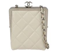 Chanel Vintage- Bolso clutch Pre-owned con cadena y hombrera con marco de metal- Pre-owned- Mujer- Blanco- ONE SIZE- Bolso clutch Pre-owned con cadena y hombrera con marco de metal