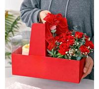 Chaney Depot LLC Caja de regalo prémium para tartas y flores con cinta y caja transparente, calidad resistente, paquete de 10 (rojo)