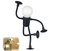 Changeable Shape Funny Sportsman Night Light,Cute LED Light Bulb Mini Night-Lights, DIY Shape-Changing Night Lamps Suction Cup Desktop Ornaments Novelty Bendable Lights Funny Design Lamp (Black)