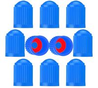 CHANGKAIFA 10 Piezas Tapones Rueda Coche para Ford Fiesta 8 (VIII) JH8 I 2017-2023 -, Tapones de Neumáticos con Anillo Sellador La Presión Tapones de Válvula de Coche, Tapas de Polvo de Rueda,Blue
