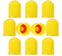 CHANGKAIFA 10 Piezas Tapones Rueda Coche para VW Arteon 3H7 I 2017-2024 -, Tapones de Neumáticos con Anillo Sellador La Presión Tapones de Válvula de Coche, Tapas de Polvo de Rueda,Yellow