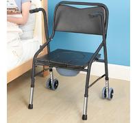 CHANGLKJ Silla De Inodoro Móvil De Cabecera, Sillas De Inodoro Multifuncionales, Asiento De Inodoro para Personas con Discapacidad con Cubo Grande, Marco De Aluminio Resistente Y Piezas De Acero