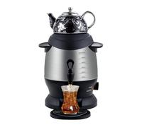 CHANGLKJ Tetera Turca Autofiltrante Estilo Samovar De 5 L De Acero Inoxidable con Tetera De Cerámica De 1 L, Infusor Y Grifo, Antiescaldaduras Y Segura para Preparar Té