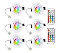 ChangM 6x Foco Empotrable LED GU10 Luz de Techo 6W Incluye Bombilla GU10 Blanco Natural 2700K Colores RGBW Bombillas con mando Ojos de Buey Marco Redondo Esmerilado Ángulo Rotable 30°AC 85V-265V