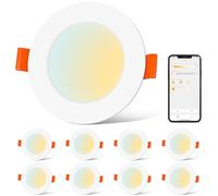 ChangM Focos Led Techo Empotrable 8W, Alexa Downlight LED Bluetooth empotrable redondo para salón, dormitorio, compatible con APP No Regulable 8 Pack