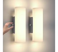 ChangM Lámpara LED de pared interior de 12 W, moderna lámpara de pared con interruptor, lámpara de pared Acry LED, regulable, interruptor giratorio, blanco cálido, 3000 K, para pasillo, salón